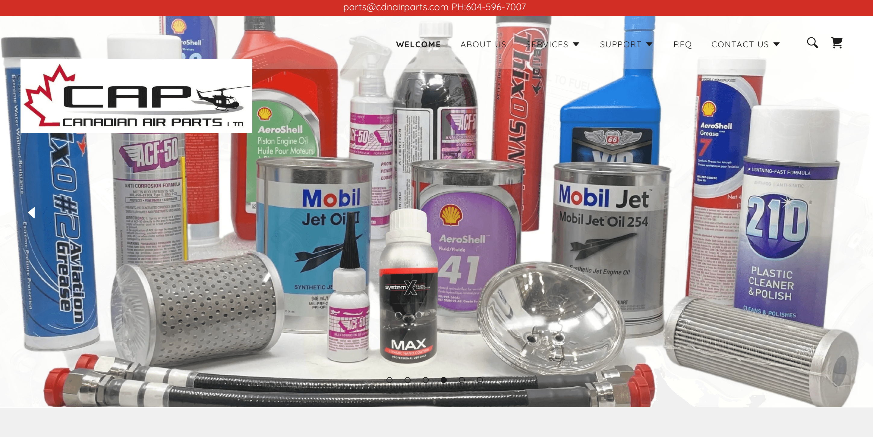 Screenshot of the original Canadian Air Parts homepage